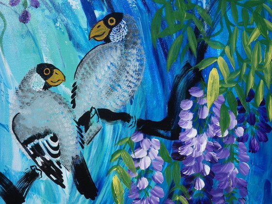 Image 1 of Glicine giapponese J389 - trittico di impasto a spatola