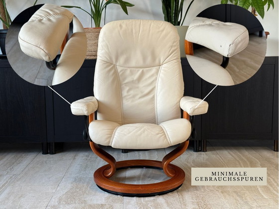 Image 1 of Stressless by Ekornes relaxfauteuil met voetenbank, echt leer, crème, maat M