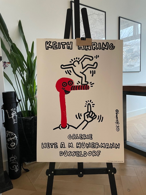 Keith Haring (1958-1990), Original 1991 Exhibition Poster Galerie Hete A. M. Hünermann Düsseldorf, Copyright The Estate Of Keith