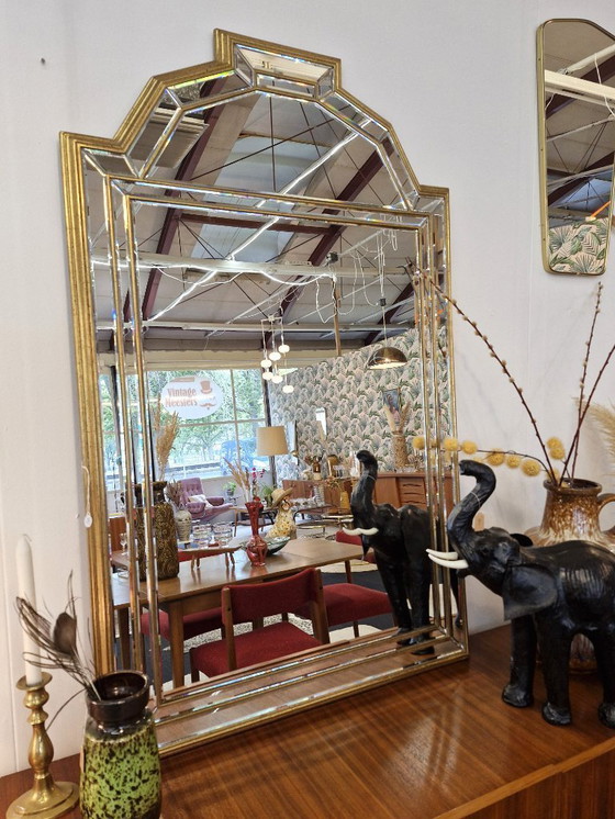 Image 1 of  Vintage Deknudt spiegel messing facet geslepen