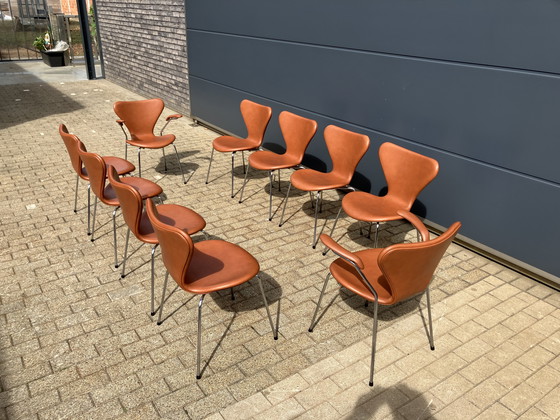 Image 1 of Fritz Hansen series 7 Butterfly chairs in Cognac leather NEW!!