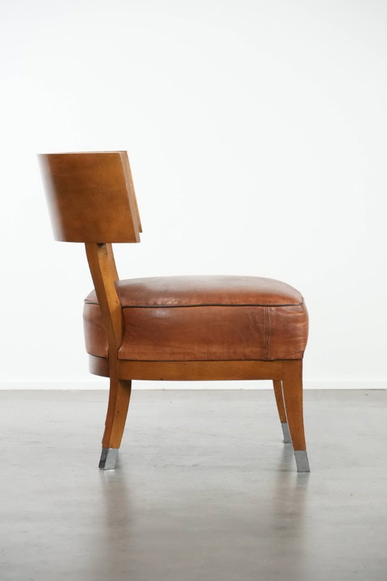 Image 1 of Vintage design armchair/cocktail chair made of sheepskin