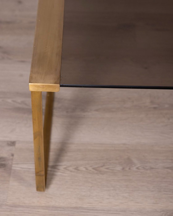 Image 1 of Tavolino da caffè vintage anni '60, design italiano in ottone e vetro.