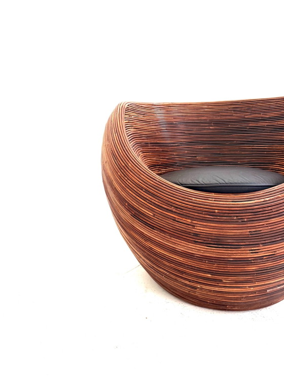 Poltrone vintage in rattan a matita, Gabrielle Crespi ‘80 – Legno, Pelle (photo 2 of 9)