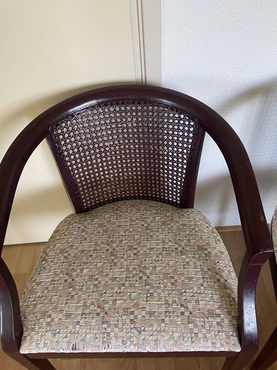 3 chaises Ebbing vintage rétro en rotin tressé – Chaises de salle à manger, Rattan, Textile (photo 3 of 8)