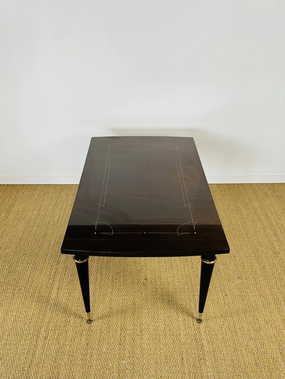 Image 1 of Art Deco modernistische uitschuifbare eettafel van Maccassar ebbenhout, 1950