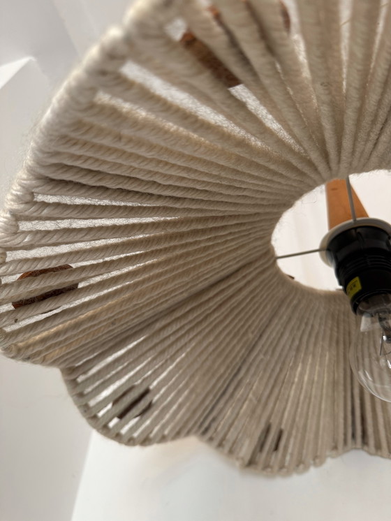 Image 1 of Scandinavian wool and teak chandelier from the 60s