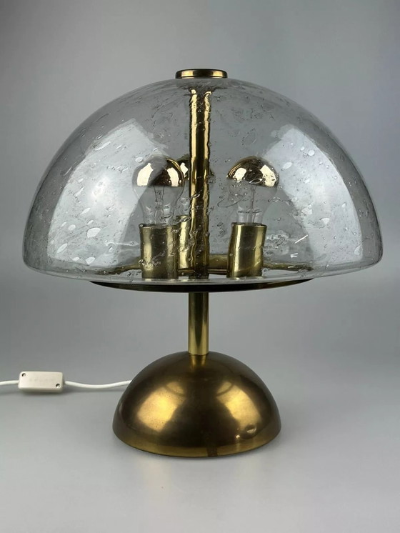 Image 1 of Lampe de table des années 60 70 Von Doria Leuchten Germany Verre & laiton Space Age