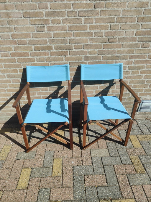 Two Luxurious Teak Folding Director's Chairs