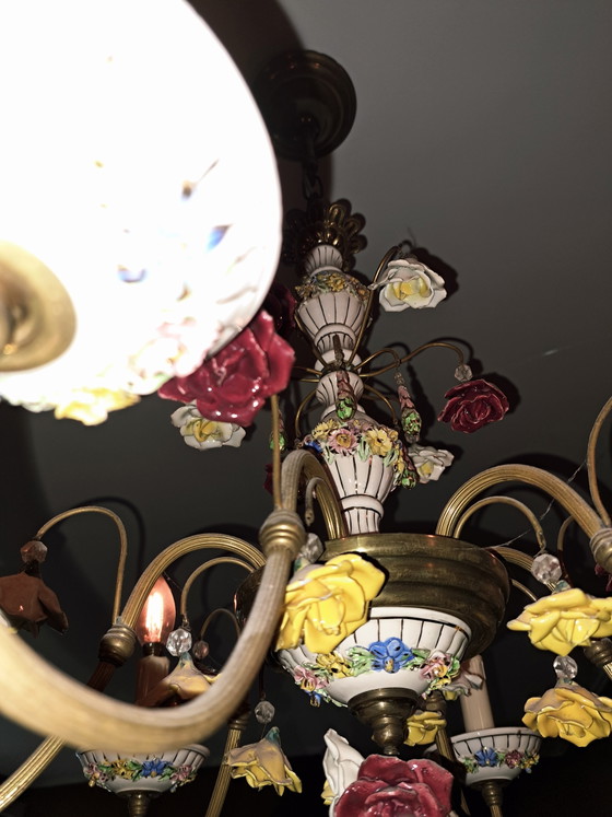 Feestelijke luster Capodimonte stijl – Kroonluchters, Glass, Porcelain (photo 4 of 6)