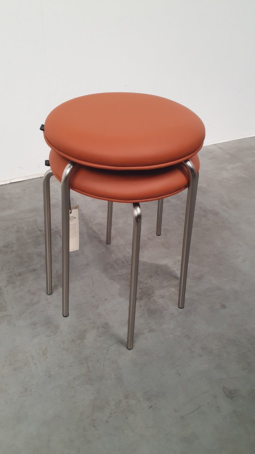 2x sgabelli da bar impilabili Hübsch design cognac/brown nickel