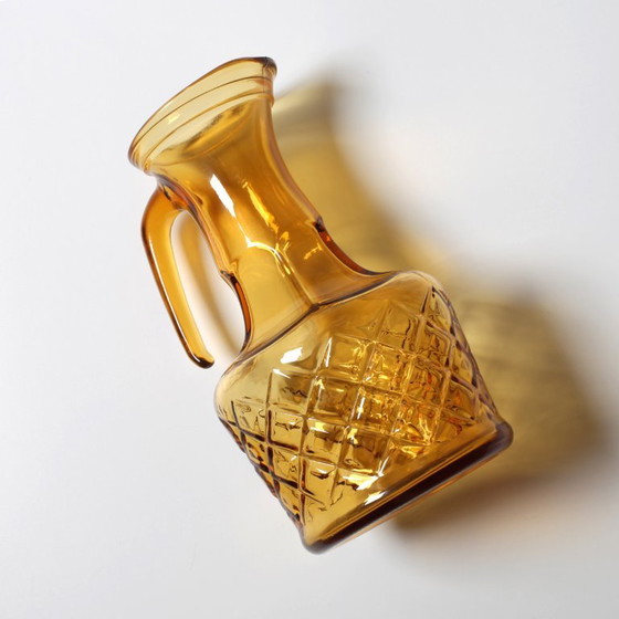 Zeldzame vintage Italiaanse design karaf van amberkleurig glas / kan uit het midden van de 20e eeuw / (photo 7 of 7)
