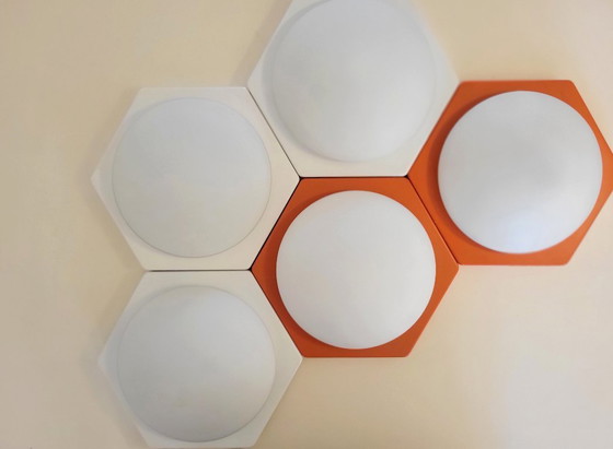 Image 1 of Vintage Space Age hexagon wandlampen van Paul Neuhaus 1970
