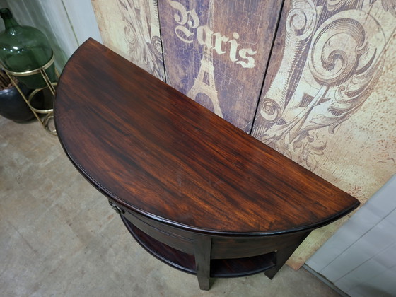 Image 1 of Klassieke halfronde sidetable, wandconsole, haltafel afm.111x40cm en 70cm hoog.