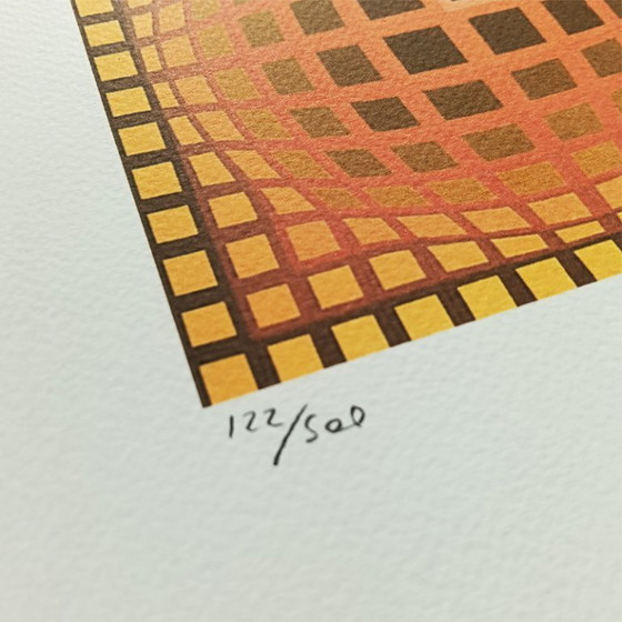 Image 1 of Lithografie van Victor Vasarely uit de jaren 70, gelimiteerde oplage en nummering.