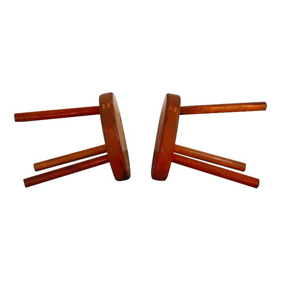Image 1 of 2x fir wood stools in the style of the "Méribel" model by Charlotte Perriand, Italy, 1960s