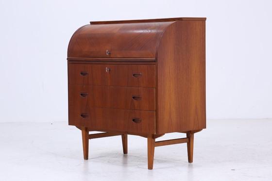 Image 1 of Mooi teak vintage secretaire bureau 60s | Mid Century bureau kast werktafel retro hout opslag #07-12