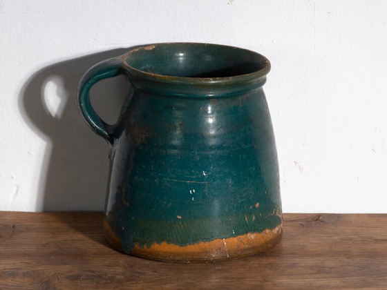Antique folk glazed pottery pot – Central Europe, circa 1930 – Plant pot, Rustic (photo 25 of 40)