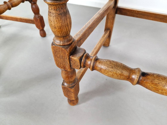 Image 1 of Vintage Franse Armleuningstoelen | Eiken en Riet