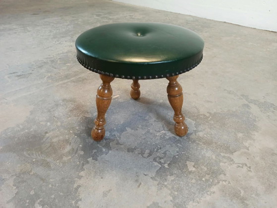 Vintage tripod vinyl stool – Skai, Wood (photo 3 of 13)