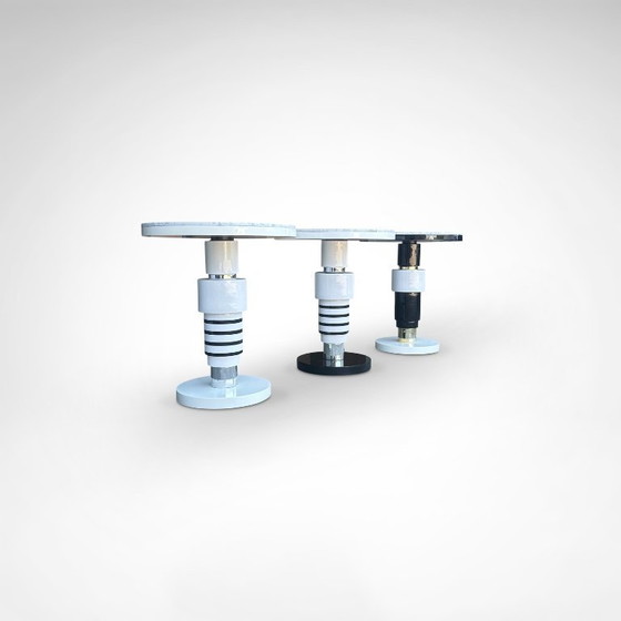 Image 1 of Handgefertigter Beistelltisch aus Keramik und Marmor im Memphis-Stil von Casalto 2020, 3er-Set