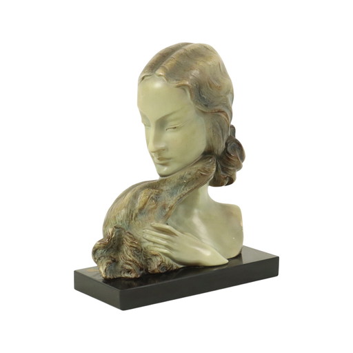 Johannes Dommisse Art Deco Female Bust