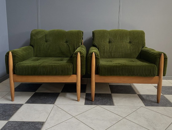 Image 1 of Set van 2 groene relaxstoelen uit de jaren 60
