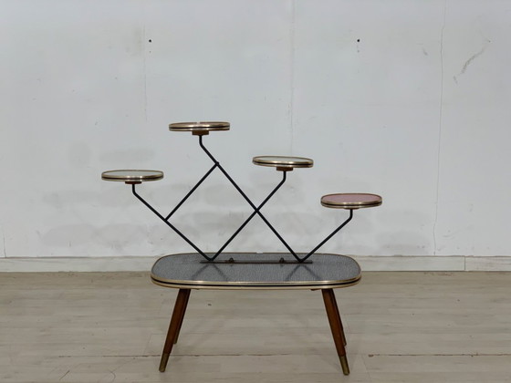 Image 1 of Portafiori del Medioevo Tavolo da fiori Scaffale Tavolino Tavolino a forma di rene Vintage