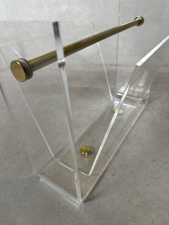 Image 1 of Vintage Plexi and Brass Magazine Holder