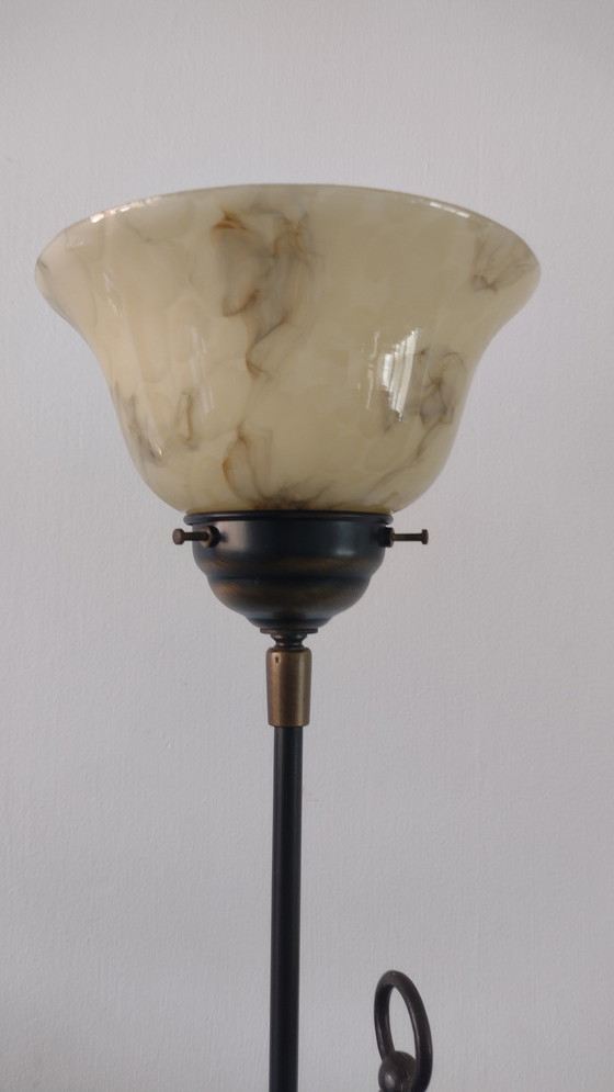 Image 1 of Stehleuchte mit marmorierten Glasschirmen