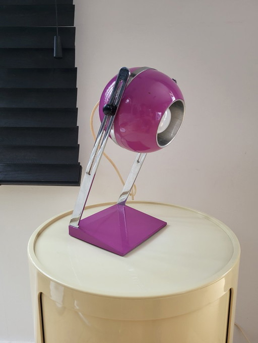 Space Age Eyeball Tischlampe lila und Chrom-Finish, 1960er Jahre