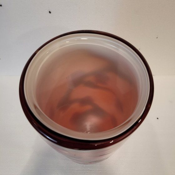 Image 1 of Jarrón floreado rojo, vidrio de Murano, 90’s - Italia