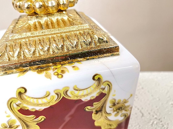 Image 1 of Itailan Hollywood Regency style tall ceramic buffet lamp