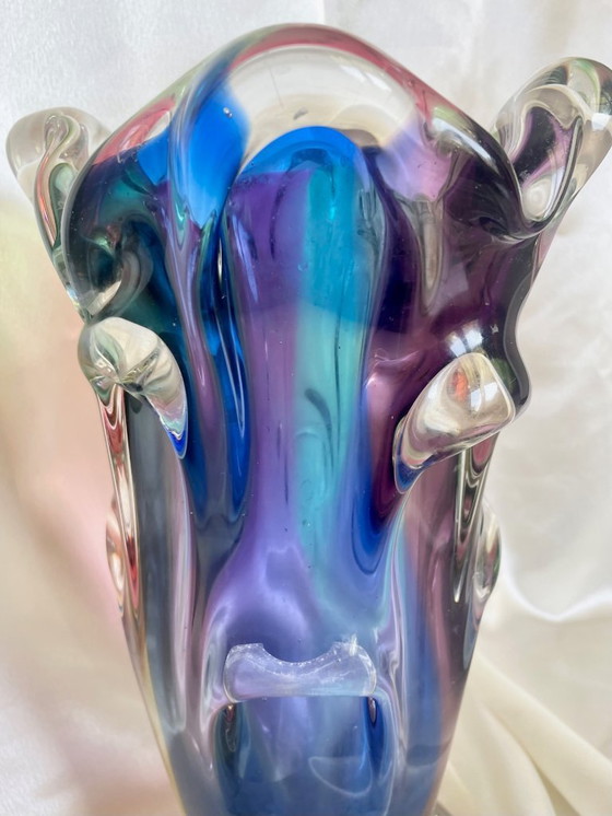Image 1 of Élégant vase en verre soufflé à la bouche - Marinha Grande, Portugal