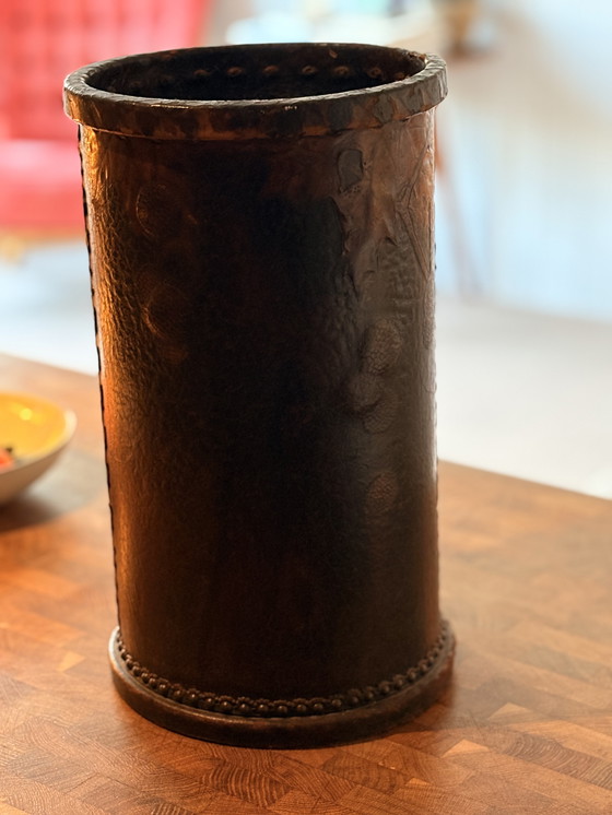 Image 1 of Antico contenitore in pelle – George Hulb – XIX secolo