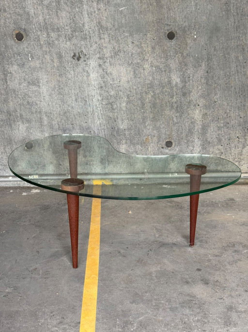 Vintage Nierenförmiger Glas-Couchtisch
