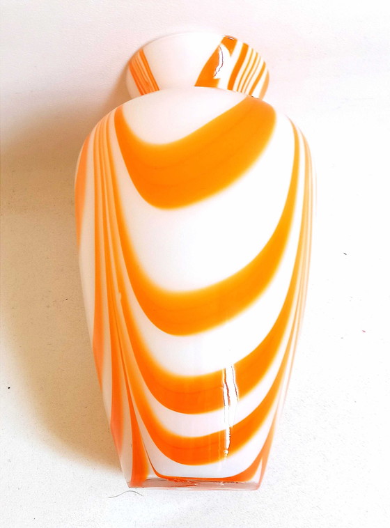 Image 1 of Murano Orange Vase By Carlo Moretti 70's Height 36 cm