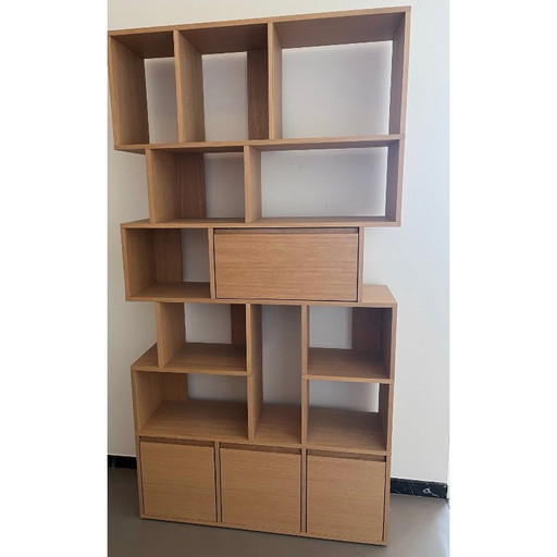 Tylko oak bookcase with 1 door and 3 drawers