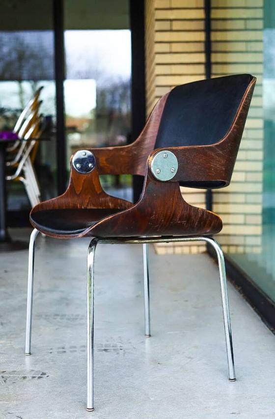 Plywood armchair by Eugen Schmidt for Soloform – Leather, Space Age (photo 9 of 10)