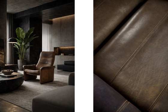 Image 1 of Originele vintage brutalistische DS-50 loungestoel van De Sede, bekleed met buffelleer, jaren 70.