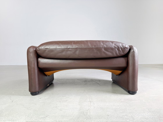 Image 1 of Originele Cassina Maralunga Leder Kruk Bruin Vico Magistretti