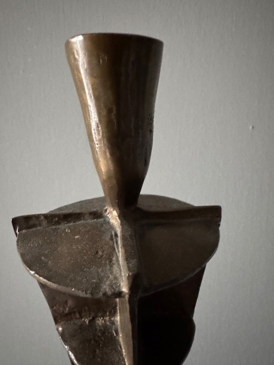Image 1 of Einzigartiger, handgeschmiedeter Kerzenständer im brutalistischen Stil der Mitte des 20. Jahrhunderts.