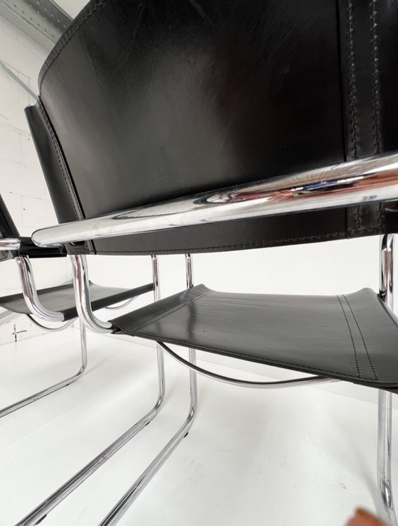 Image 1 of Set di 4 sedie in pelle Mart Stam S34, anni '70