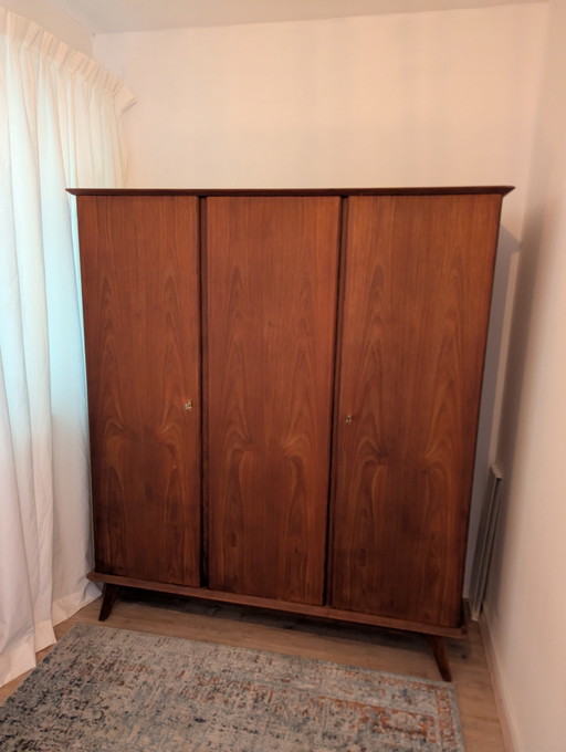 Armadio vintage in teak (impiallacciato) (3 ante) – kledingkasten, Metal, Wood