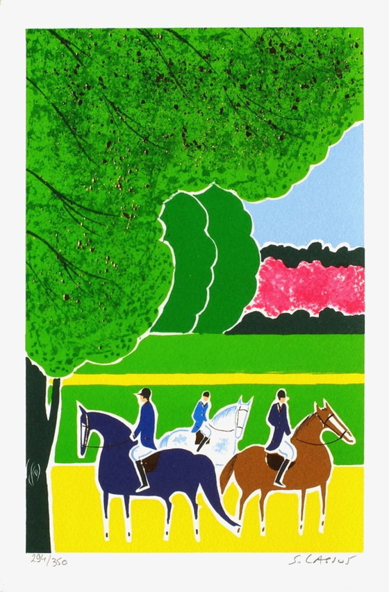 Image 1 of Serge LASSUS Chevaux et cavaliers 13 Signed lithograph 1990