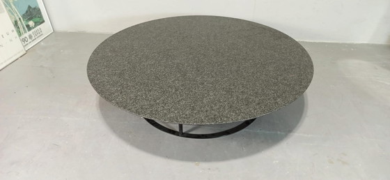 Image 1 of Postmodern round granite top coffee table 