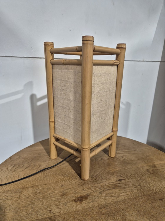 Lampe de table Tarogo vintage de style Japandi en bambou – Bamboo, Canvas (photo 5 of 6)