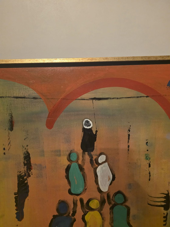 Large Expressive Painting - Mixed Media/Oil on Canvas (84 x 84 cm), Art, Wood, Gold (photo 4 of 9)