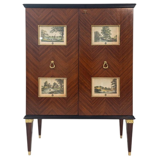Giorgio Tura & Nucci Valsecchi Mod. 2047 Mueble Bar de Pergamino de Piel de Cabra para Tura