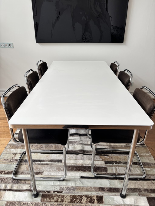 Complete Gispen vintage design '07 table + 6 chairs